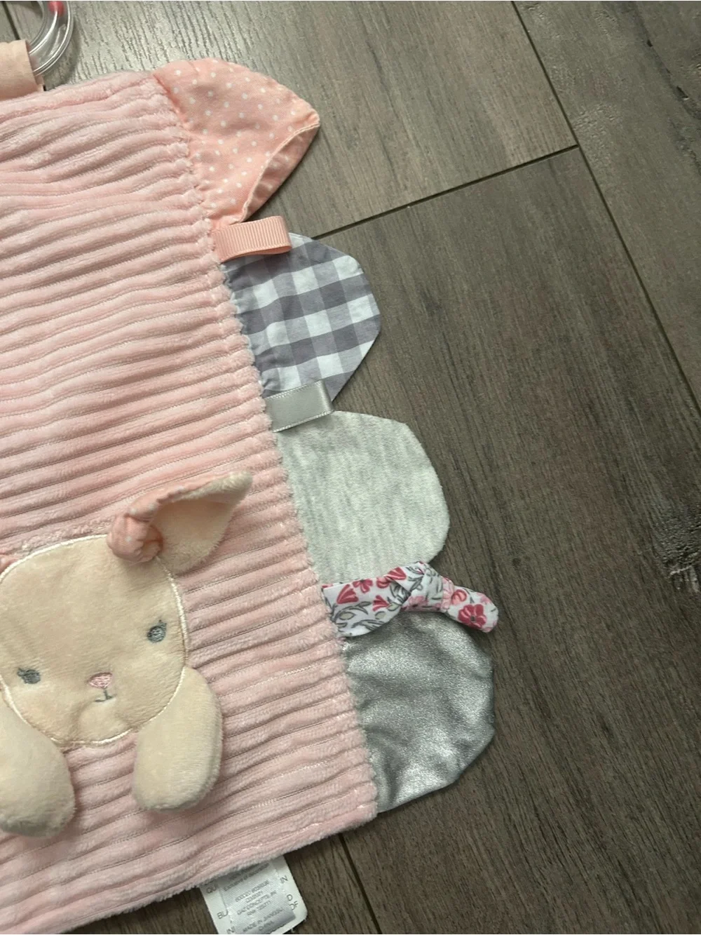 Modern Baby Pink Bunny Security Blanket Lovey Teether